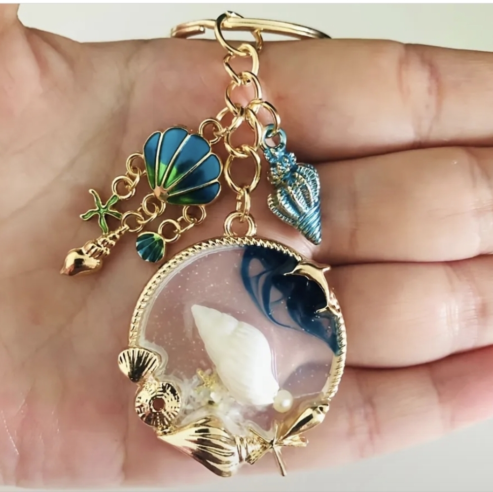 Beach Water Sea Life Resin Bag Charm/ Keychain New